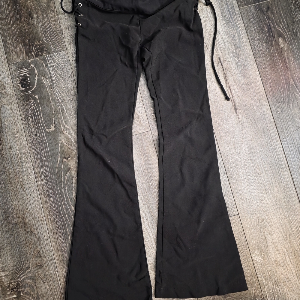 Cleverland Y2k Lowrise Black Lace-Up Pants